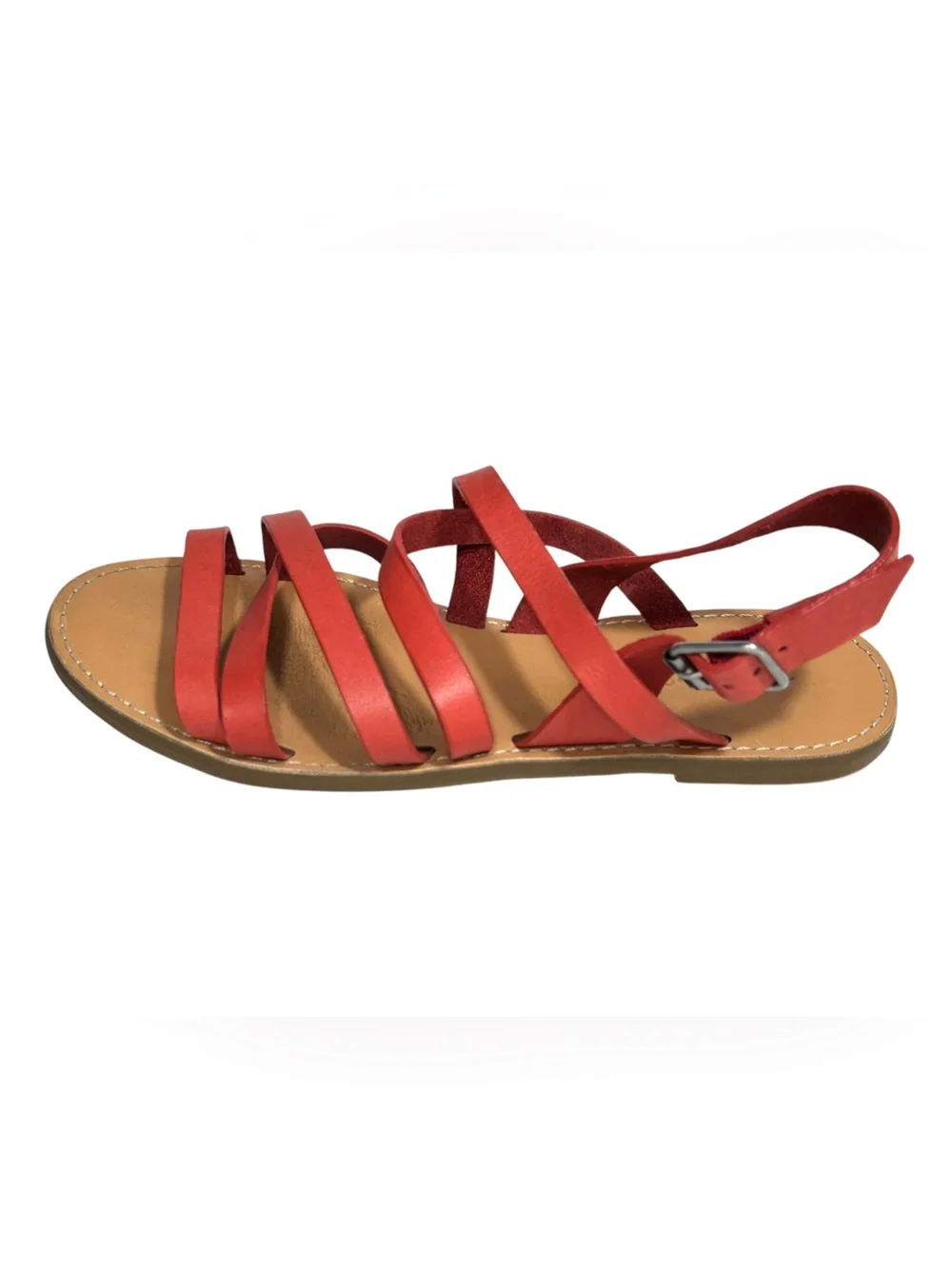 Madewell The Boardwalk Women’s Side 8 US Sandals Leather Upper Red Strap G2006